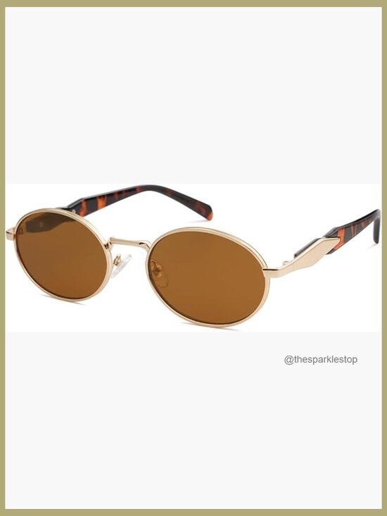 Retro Oval Sunglasses with Metal Frame and UV400 Protection